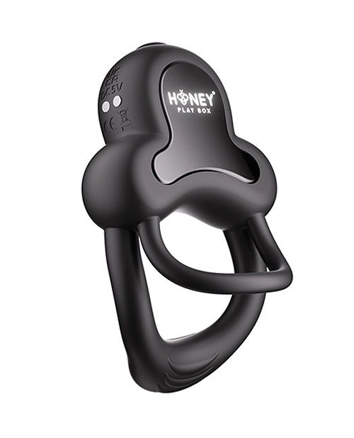 Anello Vibrating Double Cock Ring Clitoral Stimulator Black by Honey Play Box, designed for enhanced pleasure.