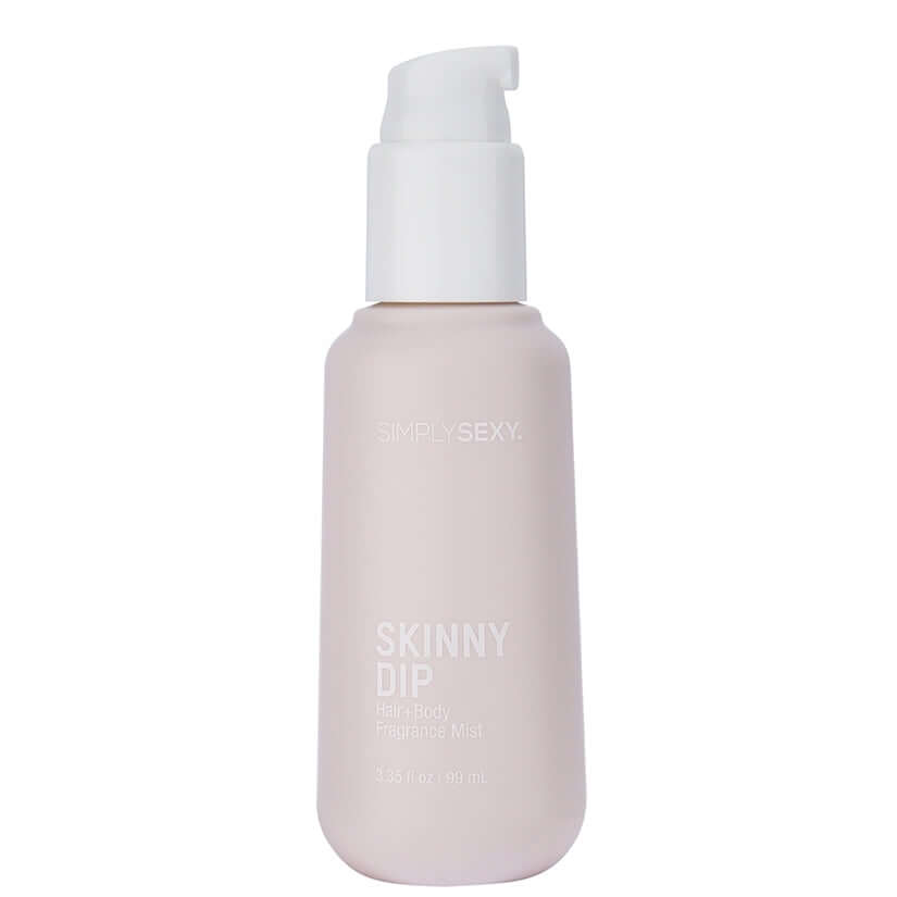 Simply Sexy Pheromone Hair & Body Mist Skinny Dip 3.35 Oz in a pump bottle, providing a refreshing scent for hair and body.