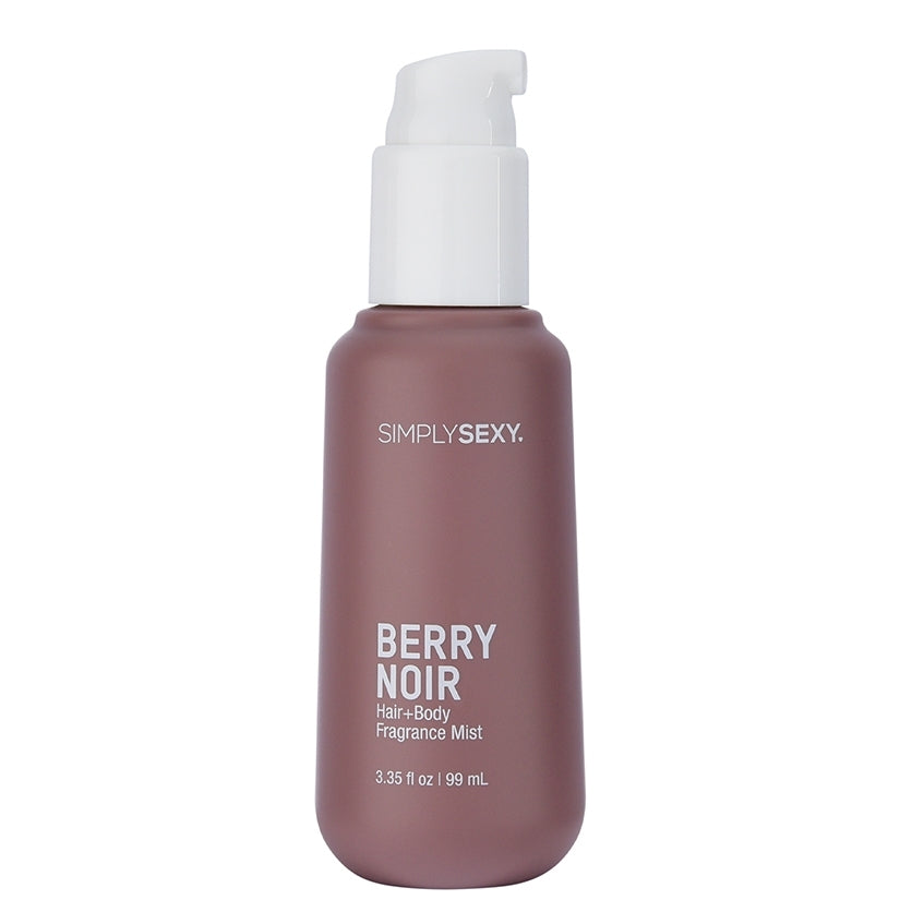 Simply Sexy Pheromone Hair & Body Fragrance Mist Berry Noir 3.35 Oz in a sleek bottle.