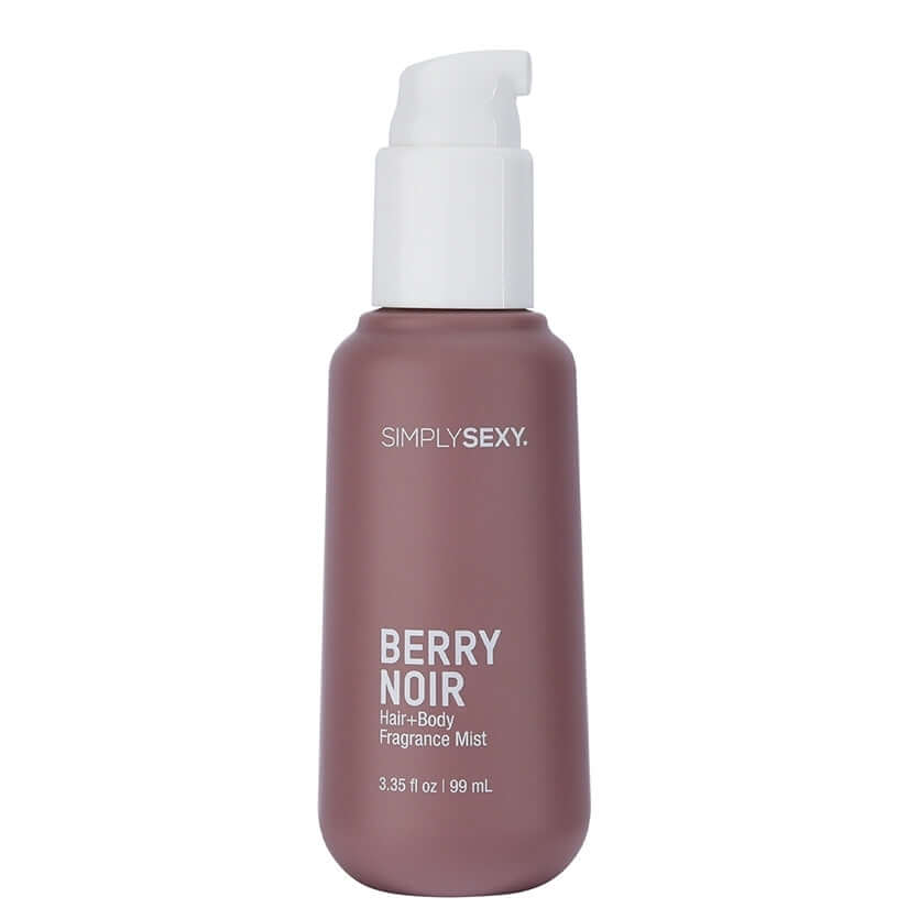 Simply Sexy Pheromone Hair & Body Fragrance Mist Berry Noir 3.35 Oz in a sleek bottle.