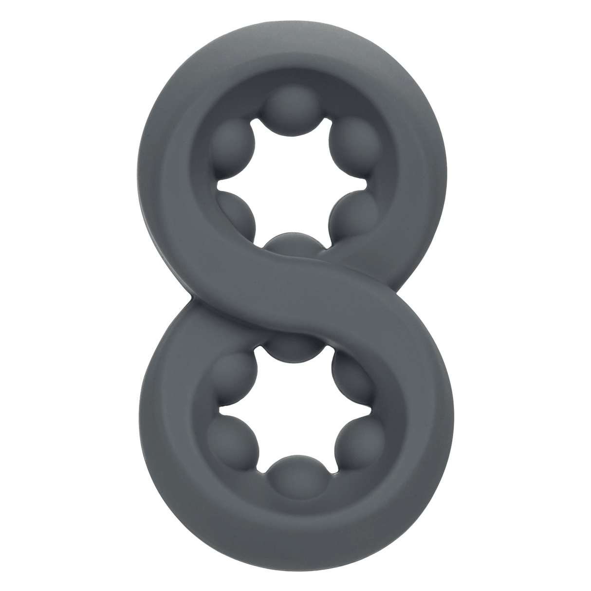 Alpha Liquid Silicone Beaded Crazy 8 Ring Grey in a sleek grey design for enhanced pleasure and performance.