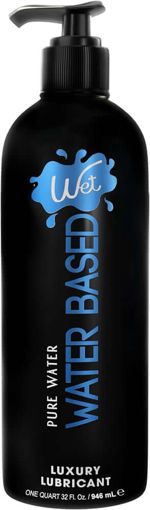 Wet Original Water Based Lubricant 32 Oz bottle with pump dispenser on white background.
