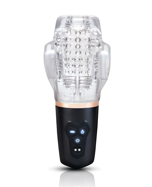 He-Vibe Vibrating Suck Master Male Masturbator with dual motors and customizable suction and vibration settings.