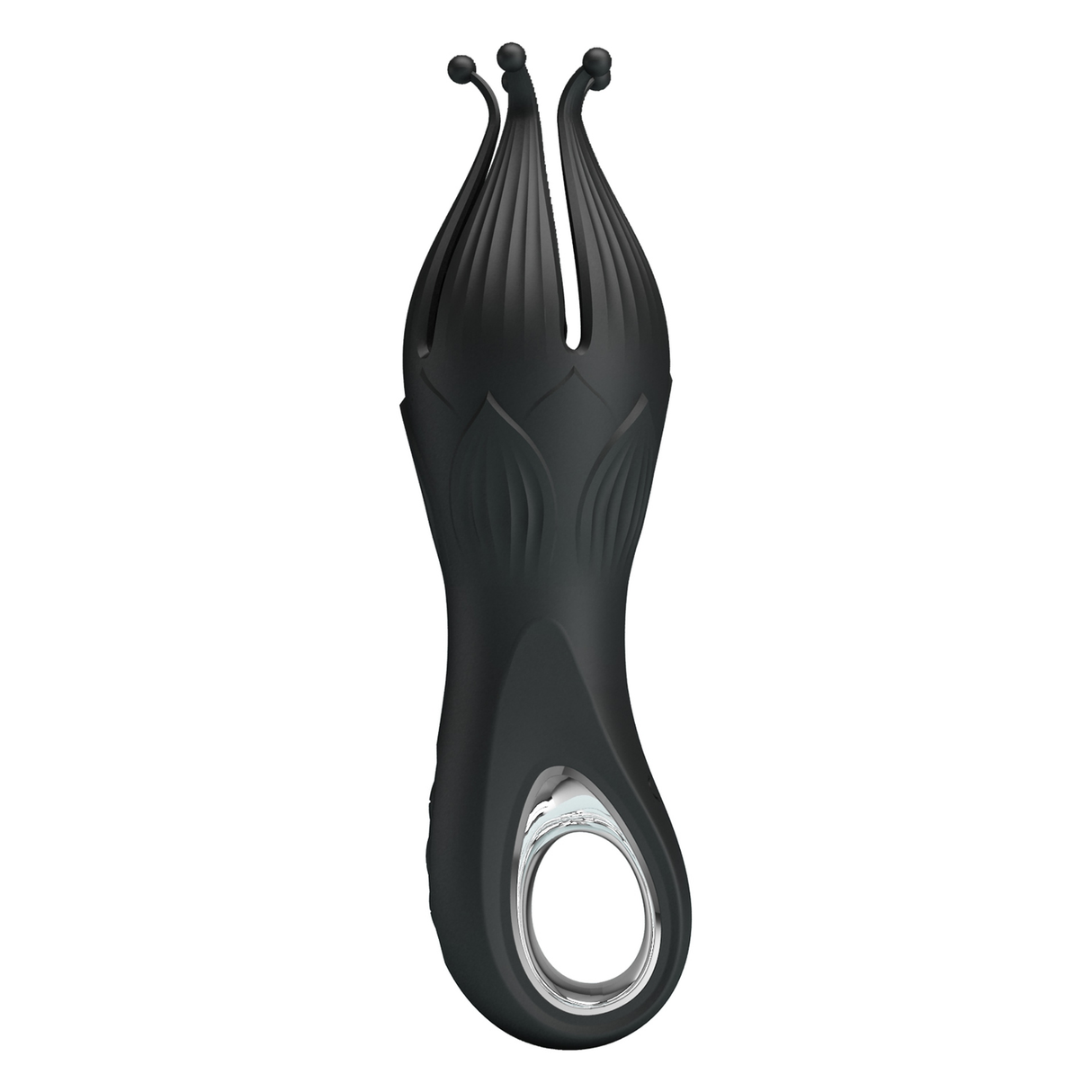 Pretty Love Arella Multi Petal Stimulator Black, octopus-shaped vibrating penis trainer, black, indulgent stroking experience