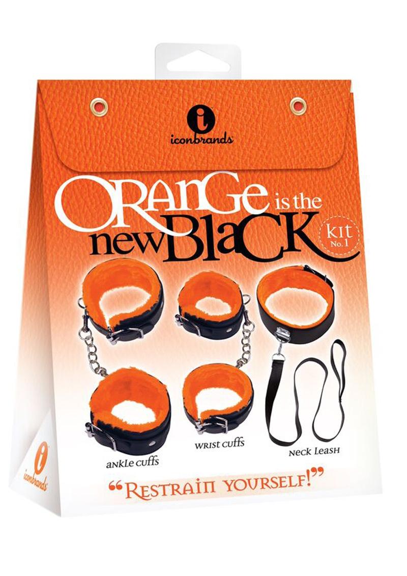 Orange Is The New Black Restrain Yourself Bondage Kit with wrist cuffs, ankle cuffs, and neck leash.