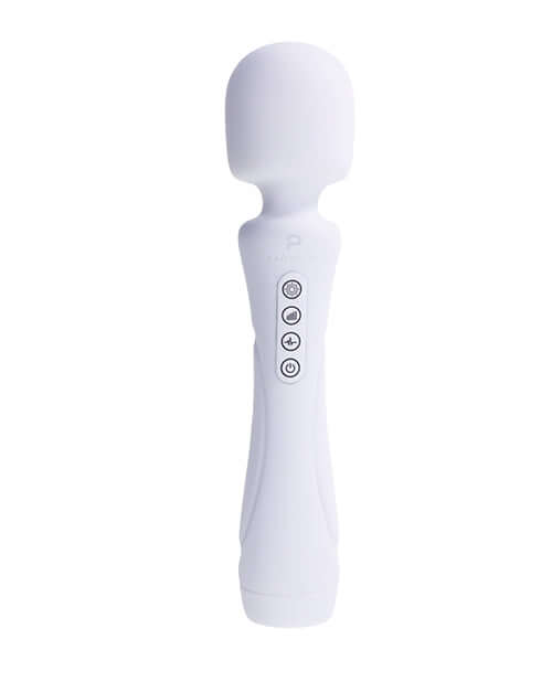 Illumination THE Wand Massager White featuring customizable buttons and sleek design for an elegant massage experience
