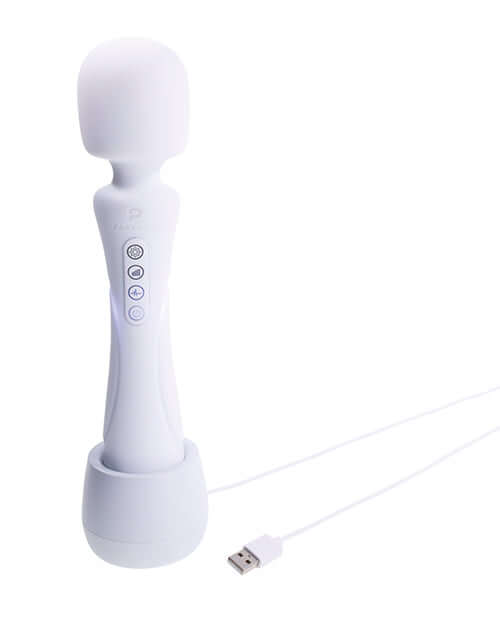Illumination THE Wand Massager White with customizable LED lights and USB charging.