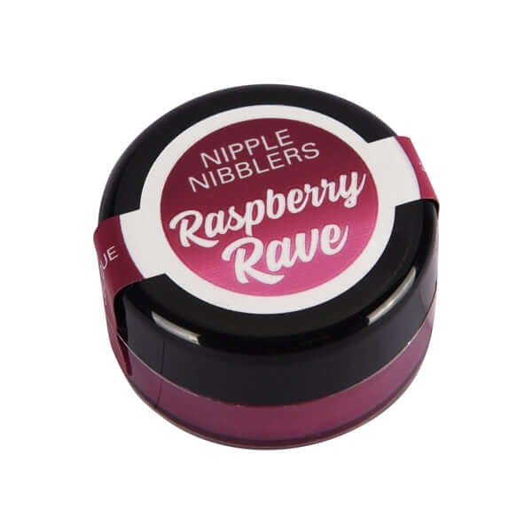 Nipple Nibblers Cool Tingle Balm Raspberry Rave packaging showcasing its vibrant design and enticing flavor.