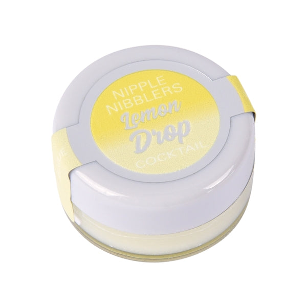 Jelique Nipple Nibblers Cocktail Tingle Balm 36ct Fishbowl Lemon Drop flavor jar with a playful design.