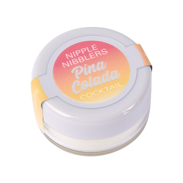 Jelique Nipple Nibblers Cocktail Tingle Balm 36ct Fishbowl Pina Colada flavor jar close-up