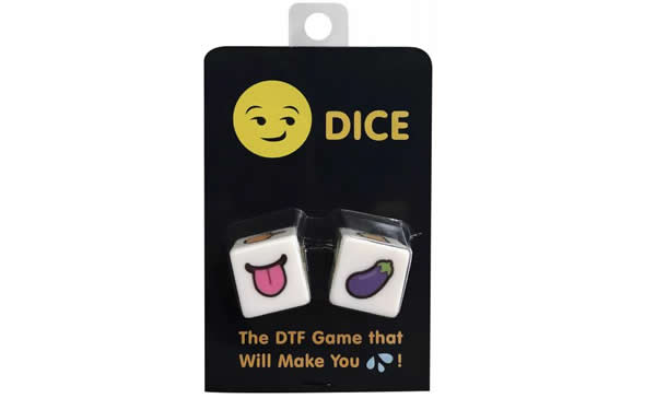 Kheper Games DTF Dice Adult Party Game packaging featuring fun emoji dice for adult gameplay.
