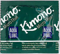 Kimono Microthin Condoms with Aqua Lube 3 Pack, ultra-slim latex profile with water-based glide.