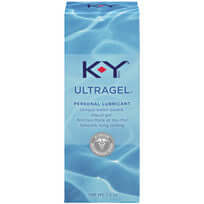 KY Ultra Gel 1.5 Oz Water Based Personal Lubricant packaging with a silky smooth design.