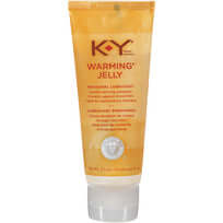 Ky Warming Jelly 2.5 Oz Water-Based Lubricant in a tube for enhancing intimacy and comfort.