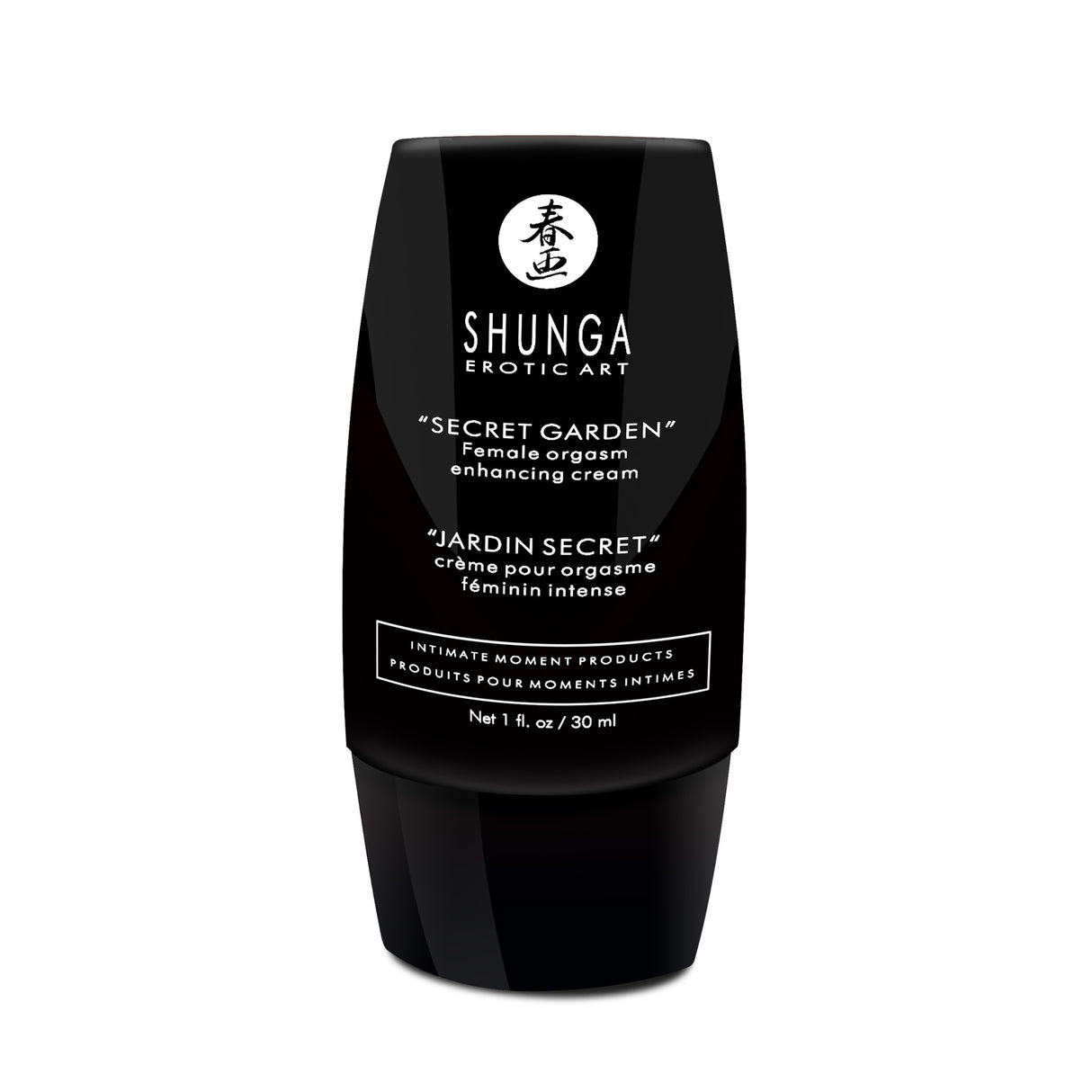 Shunga Secret Garden Clitoral Gel 1 Oz bottle for enhanced intimacy and female pleasure, featuring a sleek design.