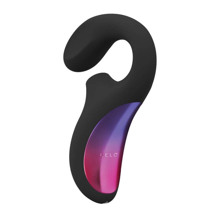 Lelo Enigma Cruise Dual Action Sonic Massager Black side view with sleek design and color accents.