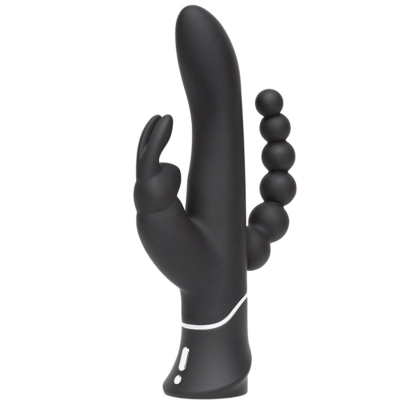 Happy Rabbit Triple Rechargeable Silicone Dual-Entry Rabbit Vibrator Black