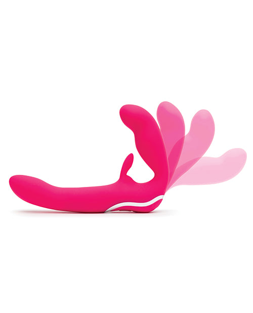 Happy Rabbit Rechargeable Pink Vibrating Strapless Strap On, dual-ended toy for shared pleasure and intimacy.