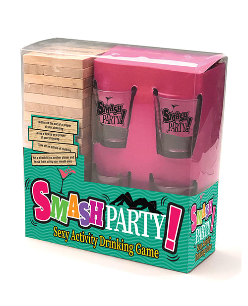 Smash Party Sexy Activity Drinking Game packaging with blocks and shot glasses for adults.