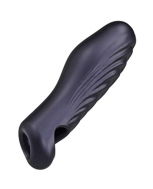 Manwan RYZER Penis Sleeve Black Plum, ultra-soft silicone sleeve designed for enhanced intimate stimulation.