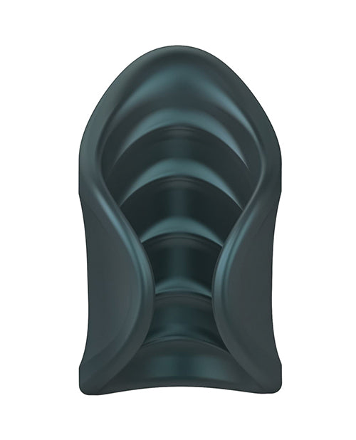 Manwan Starter Travel Vibrating Masturbator Pine Grey soft silicone interior design for male stimulation.