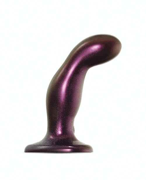 Strap On Me Fingering & Vibrating Dildo Purple displayed from the side, showcasing its unique design and vibrant color.