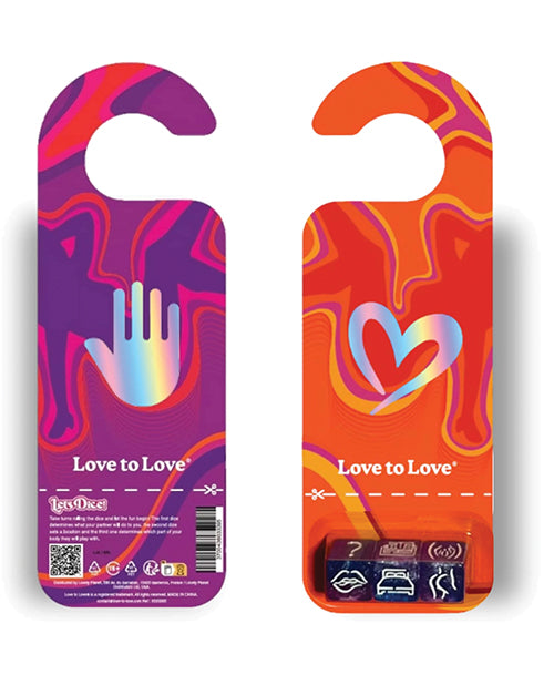 Love to Love Let's Dice with Door Hanger Blue showcasing colorful design and playful graphics for couples.