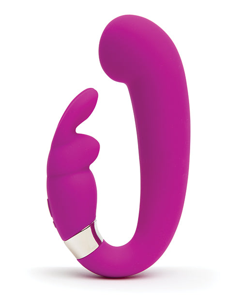 Happy Rabbit G-spot Clitoral Curve Vibrator Purple side view with flexible ears for dual stimulation.