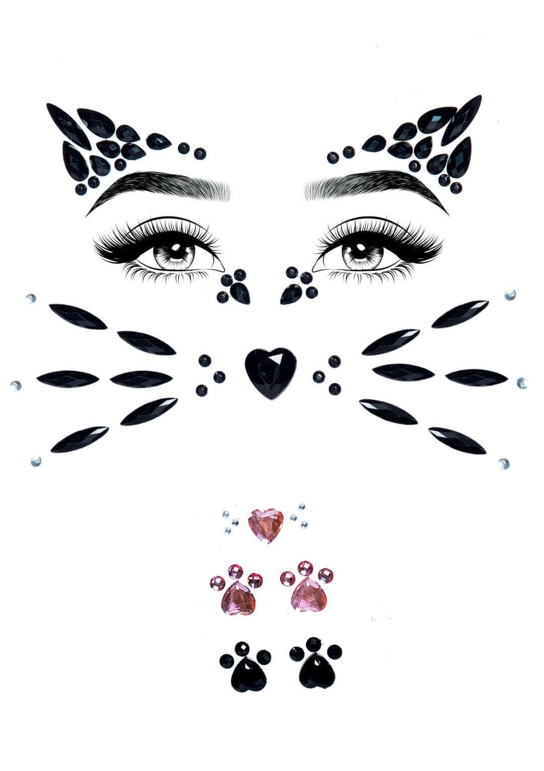 Leg Avenue Animal Rhinestone Stick-on Jewels featuring a dazzling arrangement of black and pink rhinestones.
