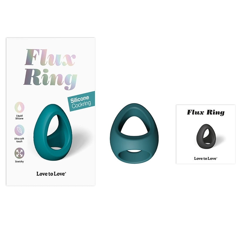 Love to Love Flux Ring Silicone Cock & Ball Ring Teal Me