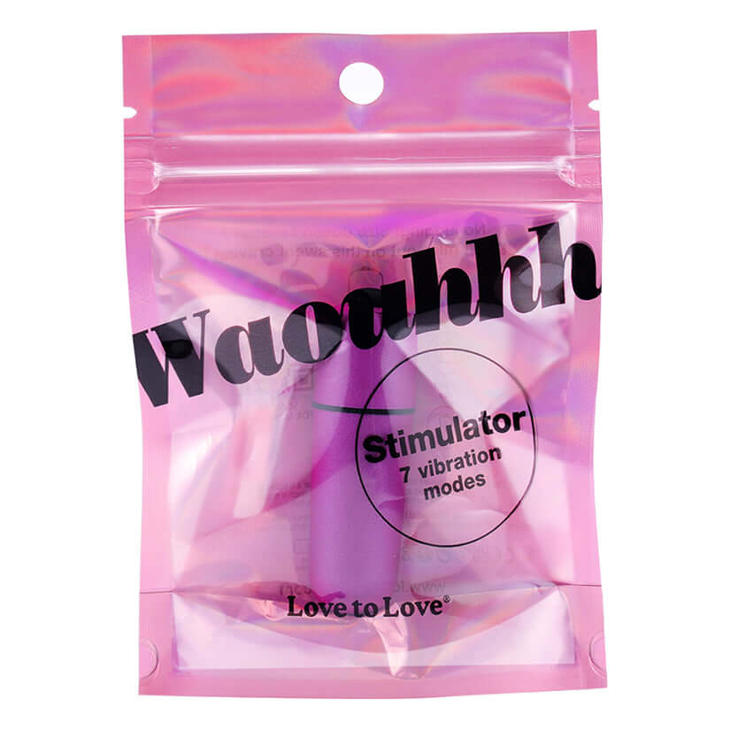 Love To Love Waouhhh Bullet Vibrator Sweet Orchid in packaging showcasing 7 vibration modes.