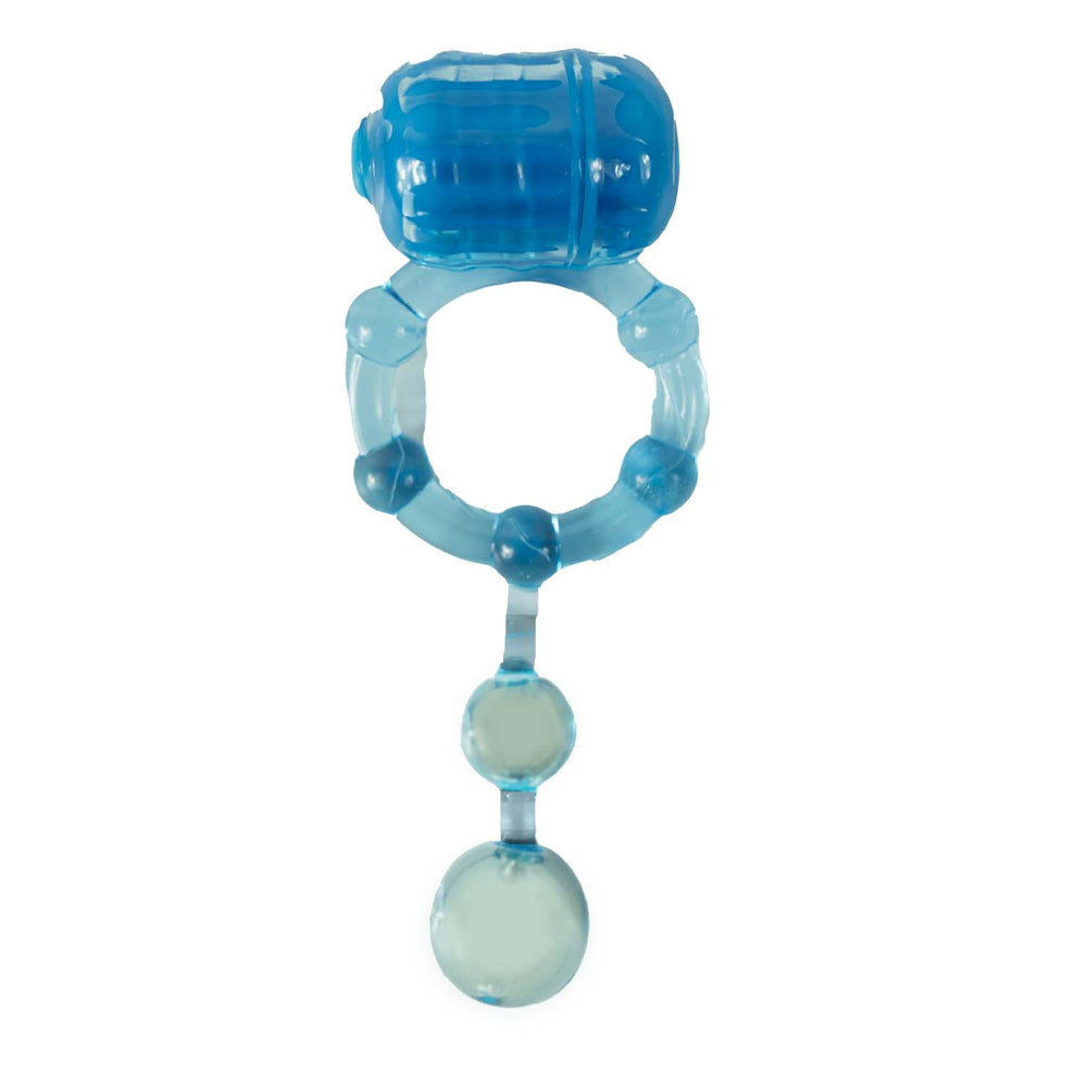 The Macho Ultra Erection Keeper Vibrating Cock Ring Blue for enhanced pleasure and longer-lasting erections.