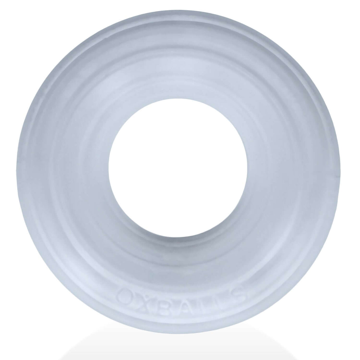 Oxballs Roto Grooved Gripper-Ribbed Cockring Clear Steam showcasing its unique ribbed design and clear finish.