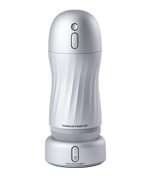 Maxtasy Warming & Drying Dock for Strokers Grey shown in a sleek design with warming feature.