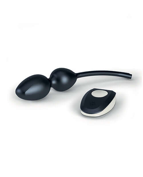 Mystim Jane Untamed Geisha Balls with remote, designed for pelvic floor exercises and customizable vibrations.