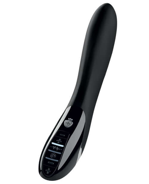 Mystim Electric Eric eStim Vibrator Black Edition Black showing sleek design and control interface.