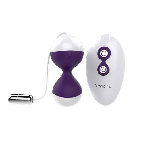 Nalone Miu Miu Purple Remote Control Vibrating Kegel Balls for pelvic toning and internal stimulation.