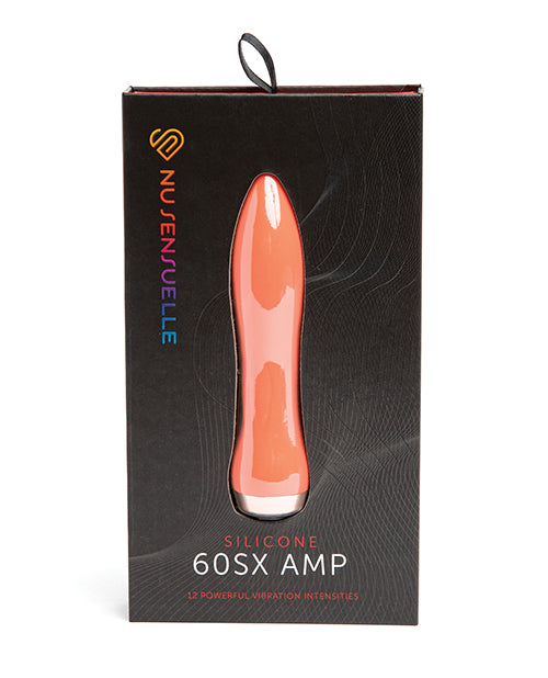 Nu Sensuelle 60SX Amp Silicone Bullet Coral packaging showcasing the compact design and powerful features.
