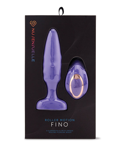 NU Sensuelle Fino Roller Motion Plug Ultra Violet packaging displaying the sleek, slender design and unique rolling-bead feature.
