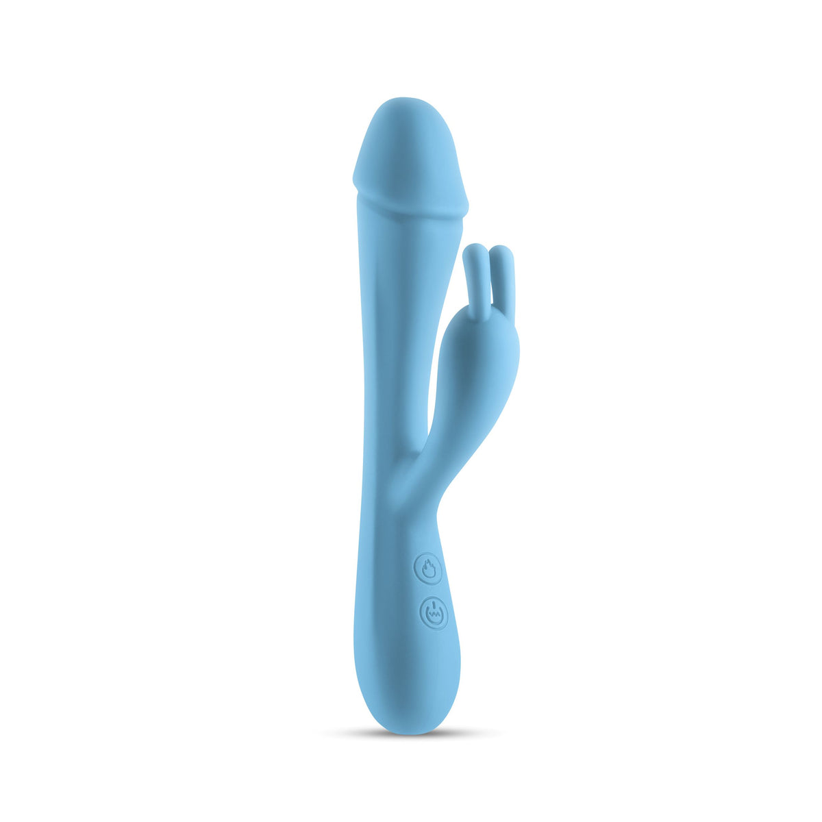 Obsessions Scarlett Light Blue Rabbit Vibrator showcasing dual stimulation design in soft silicone.