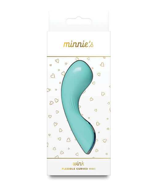 Minnies Wink Flexible Curved Vibe Aqua packaging showcasing a sleek design and vibrant color.