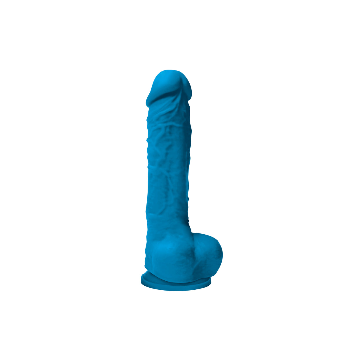 Colours Pleasures 5 Inch Silicone Dildo Blue, realistic silicone dong with pronounced head and balls for lifelike pleasure.