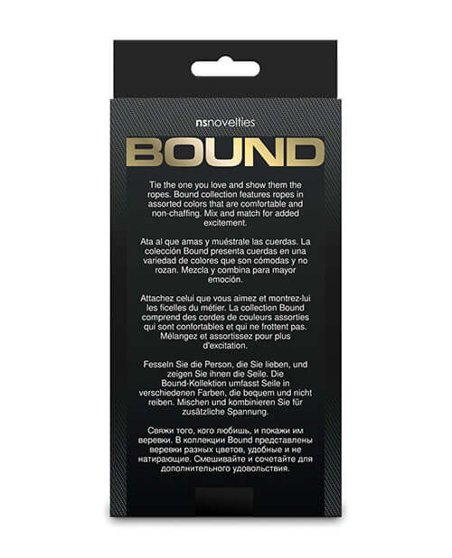 Bound 50 ft Bondage Restraints Rope Silver packaging, featuring descriptive text and product details.