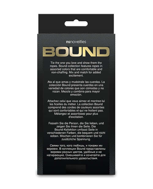 Bound 50 ft Bondage Restraints Rope Pink packaging showcasing product features and design.