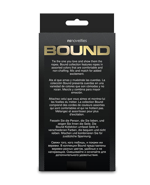 Bound 50 ft Bondage Restraints Rope Purple packaging featuring comfortable polyester fiber design and assorted colors.