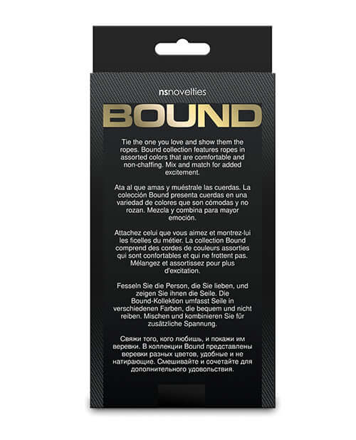 Bound 50 ft Bondage Restraints Rope Gold packaging with description and branding by NS Novelties.
