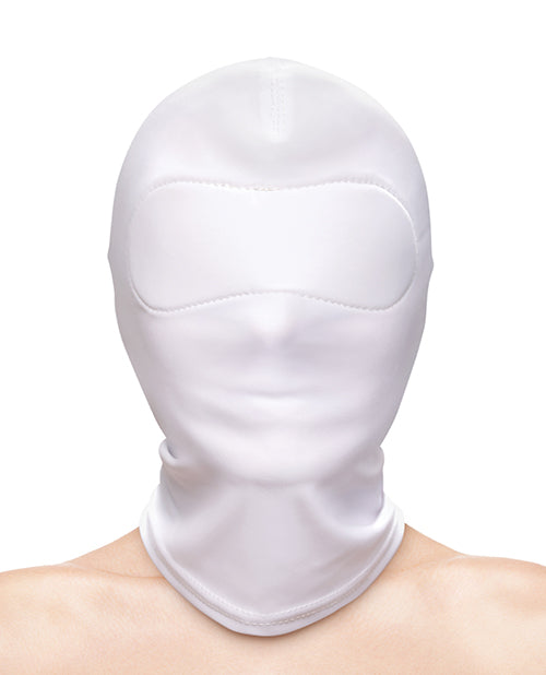 Fetish & Fashion Nylon Closed Hood White, soft snug nylon sensory deprivation hood for intense exploration.