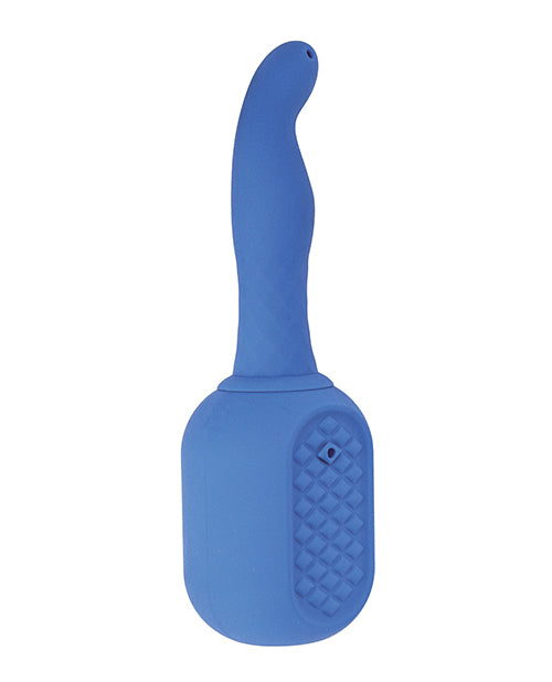 Nasstoys 10 Function Vibrating Anal Douche Blue with a squeezable bulb and silicone body for intimate cleansing.