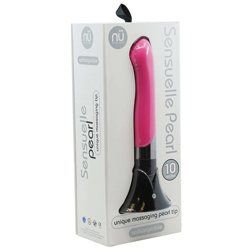 Nu Sensuelle Pearl Rechargeable Vibrator Pink in packaging with unique massaging pearl tip design.
