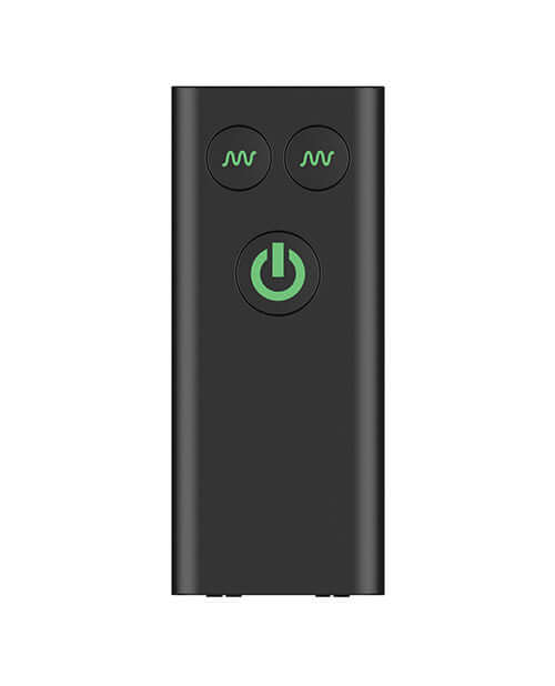 Image of the remote control for the Nexus Bendz Bendable Prostate & Perineum Massager Black with power and vibration buttons.